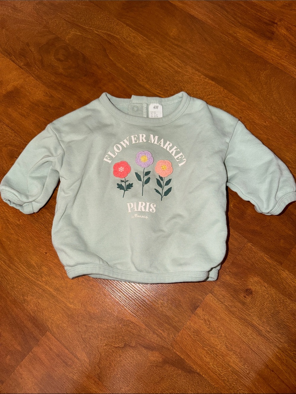 H&M Mint Green 'Flower Market Paris' Crewneck Sweatshirt - Kids